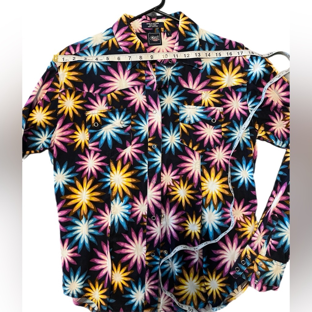 Cruel Girl Multicolor Floral Snap-up Long Sleeve Shirt - Picture 7 of 9